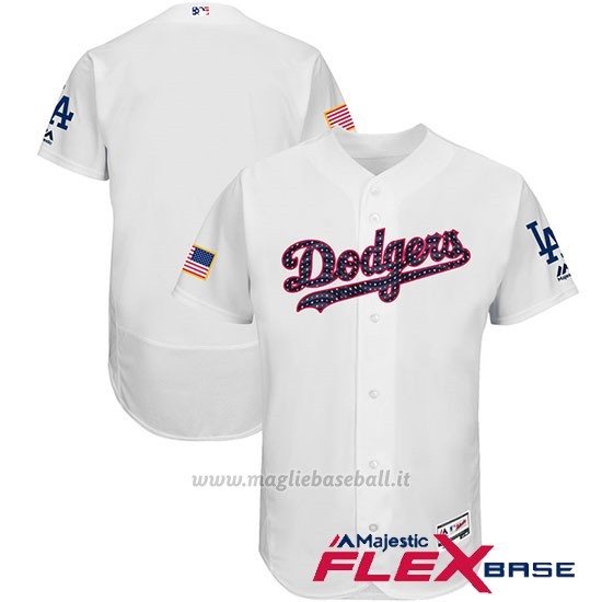 Maglia Baseball Uomo Los Angeles Dodgers 2017 Estrellas y Rayas Bianco Flex Base